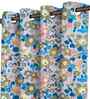 Multicolor Cotton Floral 9ft Long Door Curtains (2 Pcs)