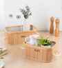 Set Of 2 Beige Bamboo Oval Rattan Organiser