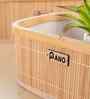 Set Of 2 Beige Bamboo Oval Rattan Organiser
