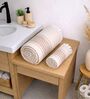 Set Of 2 Beige Cotton Bath & Hand Towels Set