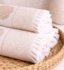Set Of 2 Beige Cotton Bath & Hand Towels Set