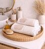 Set Of 2 Beige Cotton Bath & Hand Towels Set