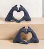 Set of 2 Black Modern Heart Shape Hand Showpiece-Vintage Finish