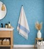 Set Of 2 Blue Cotton Bath & Hand Towels Set