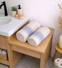 Set Of 2 Blue Cotton Bath & Hand Towels Set
