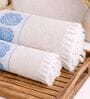 Set Of 2 Blue Cotton Bath Towels