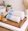 Set Of 2 Blue Cotton Bath Towels