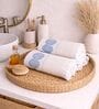 Set Of 2 Blue Cotton Bath Towels