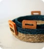 Set Of 2 Blue Sabai Grass Turquoise Trail Baskets
