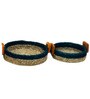 Set Of 2 Blue Sabai Grass Turquoise Trail Baskets