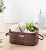 Set Of 2 Brown Bamboo Oval Rattan Organiser