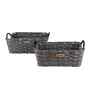 Set Of 2 Charcoal Plastic  Rectangular Wicker Organiser