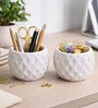 Set of 2 Diamond Texture Ceramic Planter Pot