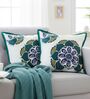 Set of 2 Elegant Damask Throw Cushion Covers (18x18)