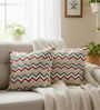 Set of 2 Embroidered Chevron Throw Cushion Covers (18x18)