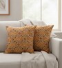Set of 2 Embroidered Floral Lattice Throw Cushion Covers (18x18)