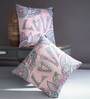 Peach Chenille Floral 24x24 inches Cushion Cover (2Pc)