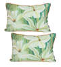 Green Floral Polyester Blend 12 x 18 Inches Cushion Covers (Set of 2)