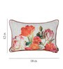 White Floral Polyester Blend 12 x 18 Inches Cushion Covers (Set of 2)