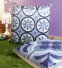 Blue Velvet Floral 24x24 inches Cushion Cover (2Pc)