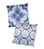 Blue Velvet Floral 24x24 inches Cushion Cover (2Pc)