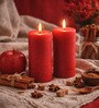 Set of 2 Fragranced  Apple Cinnamon Scented Aromatherapy Pillar Soy Candles