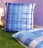 Blue Velvet Checkered 24x24 inches Cushion Cover (2Pc)