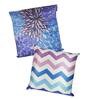 Blue Velvet Geometric 24x24 inches Cushion Cover (2Pc)