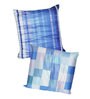 Blue Velvet Checkered 24x24 inches Cushion Cover (2Pc)