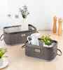 Set Of 2 Grey Bamboo Oval Rattan Organiser