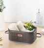Set Of 2 Grey Bamboo Oval Rattan Organiser