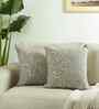 Set Of 2 Grey Cotton Floral Cushion Covers