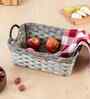 Set Of 2 Grey Plastic  Rectangular Wicker Organiser