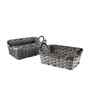 Set Of 2 Grey Plastic  Rectangular Wicker Organiser