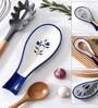 Set of 2 Blue Hand-Painted Ceramic Spoon Rest