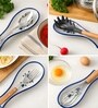 Set of 2 Blue Hand-Painted Ceramic Spoon Rest