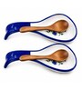 Set of 2 Blue Hand-Painted Ceramic Spoon Rest
