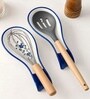 Set of 2 Blue Hand-Painted Ceramic Spoon Rest