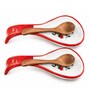 Set of 2 Red Hand-Painted Ceramic Spoon Rest