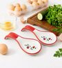 Set of 2 Red Hand-Painted Ceramic Spoon Rest