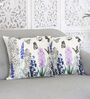 Set of 2 Hand-Sketched Floral & Butterfly Throw Cushion Covers (18x18)