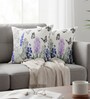 Set of 2 Hand-Sketched Floral & Butterfly Throw Cushion Covers (18x18)