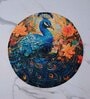Set Of 2 Handcrafted Round Jute Table Mat With Vibrant Peacock Design