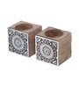 Set Of 2 Mangowood Cube Tealight Holders