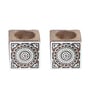 Set Of 2 Mangowood Cube Tealight Holders