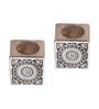 Set Of 2 Mangowood Cube Tealight Holders