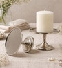 Set of 2 Metal Pillar Candle Holders 3 Inch High Candle Stands