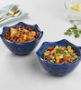 Midnight Blue Textured Ceramic Bowls, 500 Ml (Set Of 2)