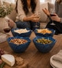 Midnight Blue Textured Ceramic Bowls, 500 Ml (Set Of 2)