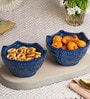 Midnight Blue Textured Ceramic Bowls, 500 Ml (Set Of 2)